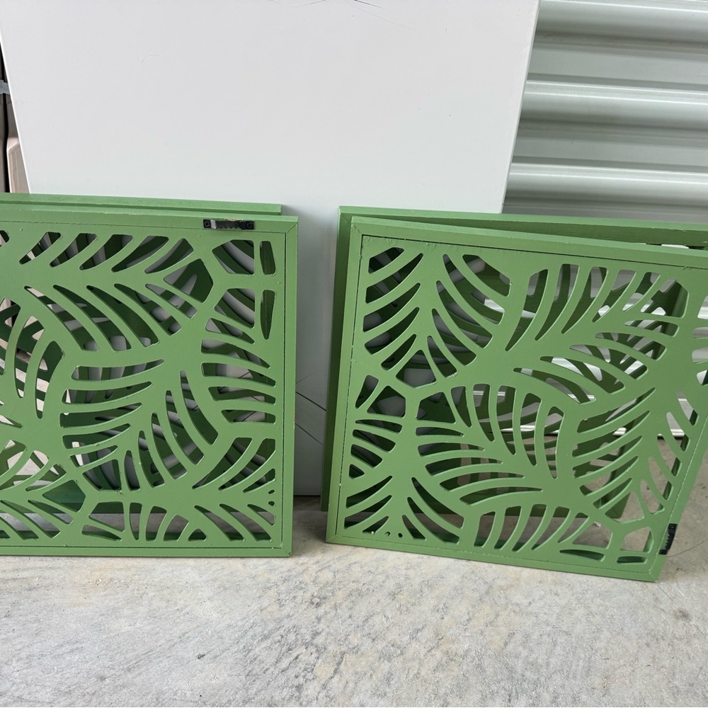 Green Leafy Wall Decor Panels (Set of 4)